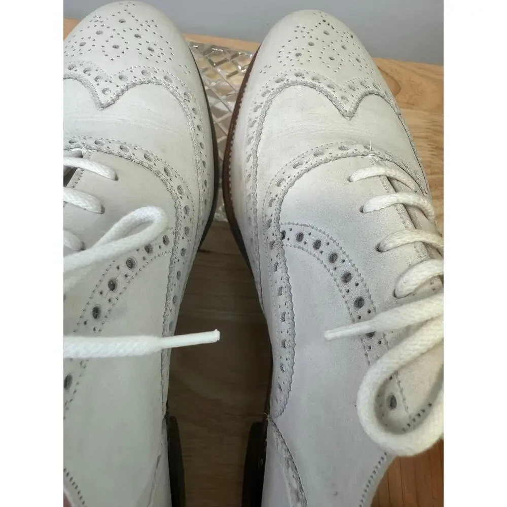 Stuart's Choice Made in England White Leather Brogue Dress Shoes Size 8.5. JL